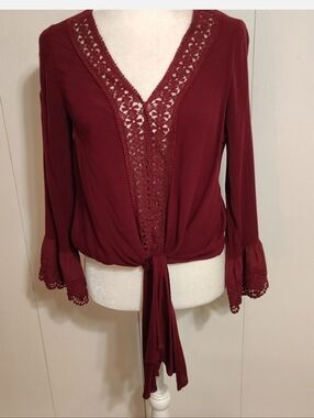 3/$15 SALE! FSL Apparel Top With Crochet Bell Sleeves